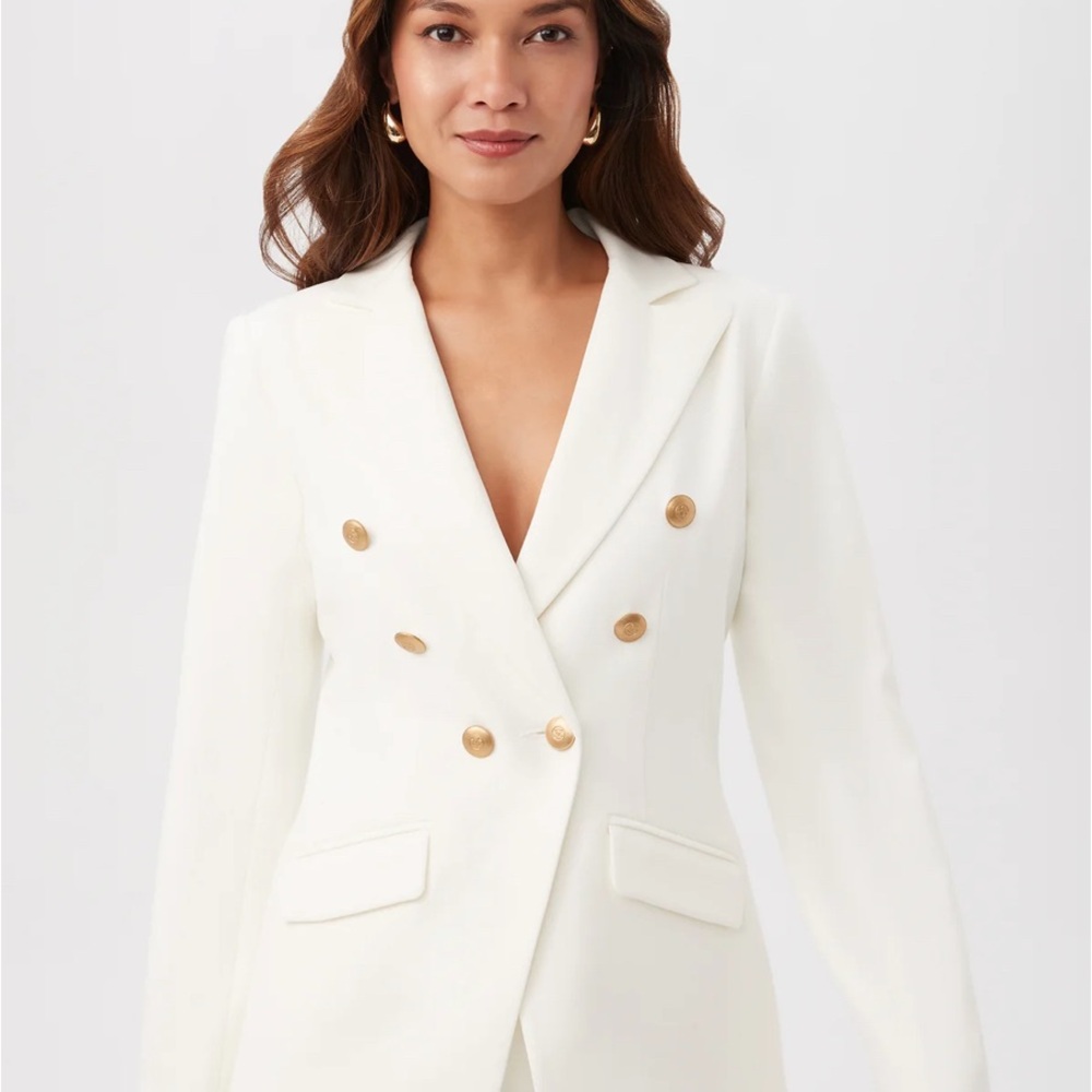 Elegant White Trina Turk Double-Breasted Women's Blazer
